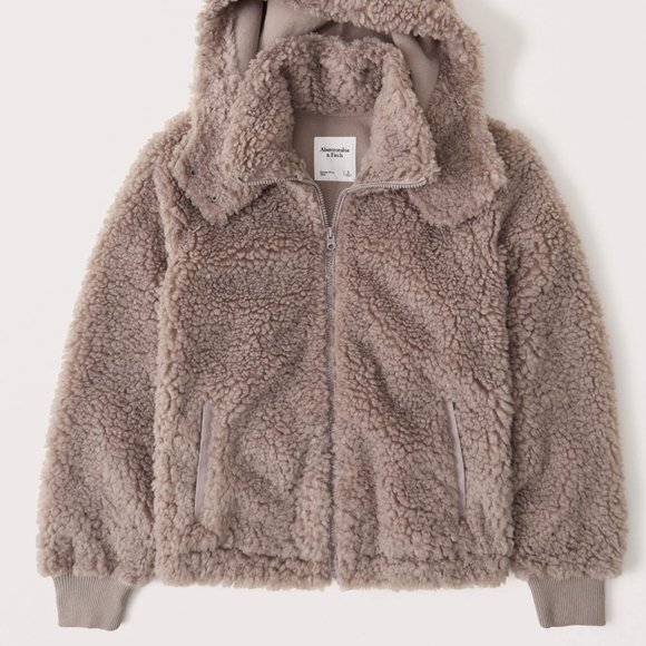 Abercrombie Full-Zip Sherpa Fleece Jacket Hoodie - Picture 10 of 10